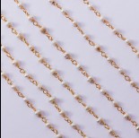 Zdjęcie - Łańcuch srebrny AG925 pozłacany z naturalnymi perłami pozłacany 3.3x2.5mm